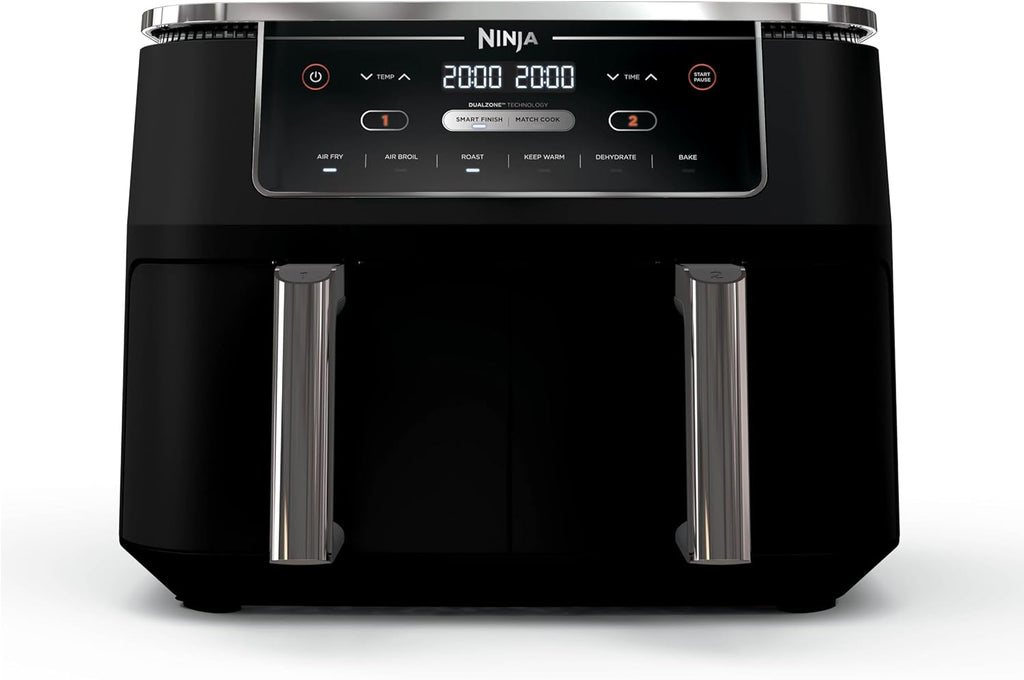 Ninja Air Fryer, Thermometer, Roast, Bake, Air Fry, Crisps, Broil, Reheats, Keep Warm, 10-in-1, Fries, Frozen Food, Veggies, and Meat, Quick Meals, Healthy Meals, Less Oil, 10 QT, Grey, DZ550