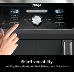 Ninja Air Fryer, Roast, Bake, Air Fry, Crisps, Broil, Reheats, Keep Warm, 10-in-1, Fries, Frozen Food, Veggies, and Meat, Quick Meals, Healthy Meals, Less Oil, 10 QT, Black, DZ302