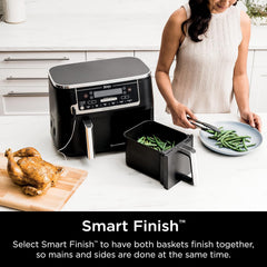 Ninja Air Fryer, Roast, Bake, Air Fry, Crisps, Broil, Reheats, Keep Warm, 10-in-1, Fries, Frozen Food, Veggies, and Meat, Quick Meals, Healthy Meals, Less Oil, 10 QT, Black, DZ302